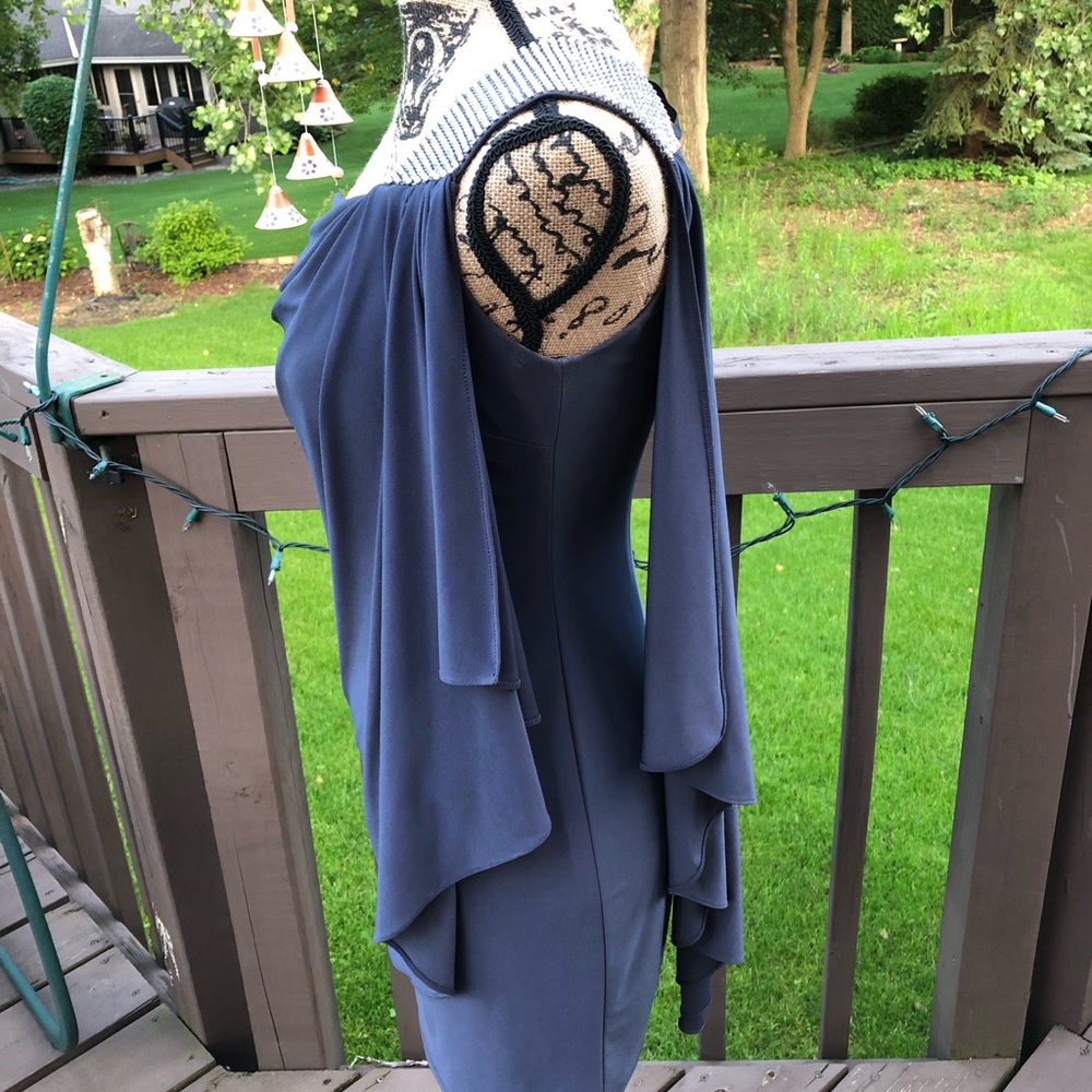 Cache One Shoulder Gray Dress with Rhinestones - Picture 4 of 8
